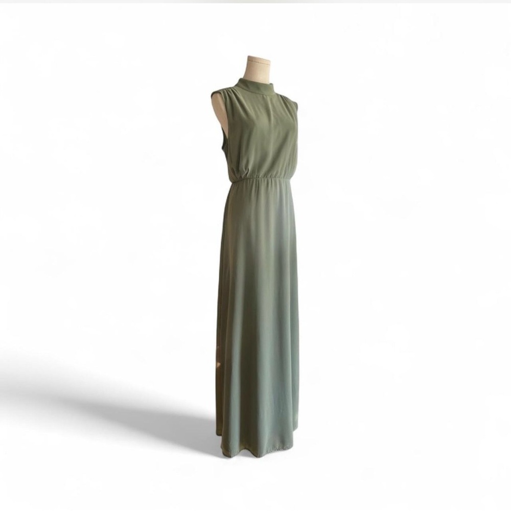 NWT Lulus Modest Mock Neck Sleeveless Side Slit Classic Elegance Sage Green XL